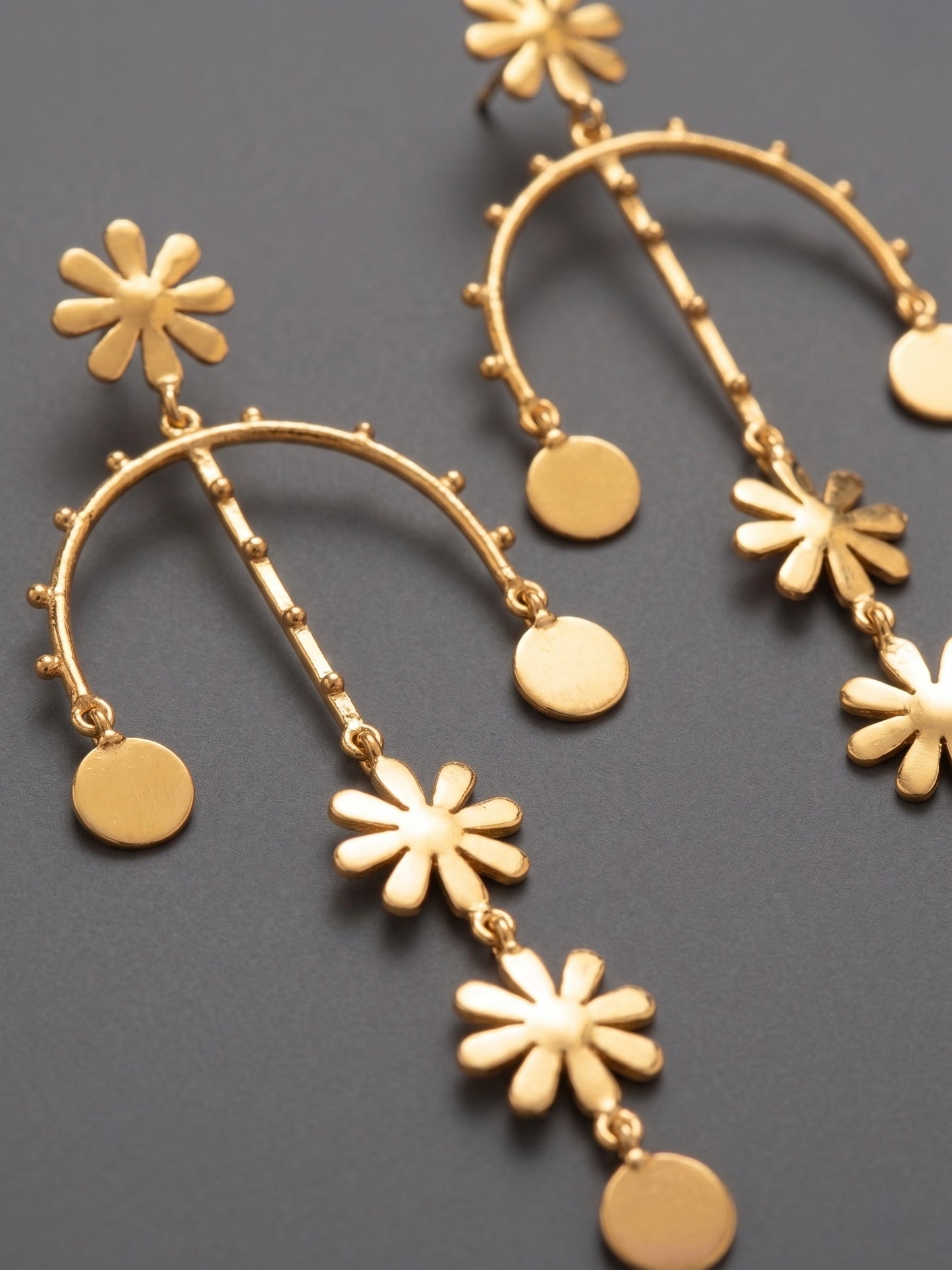 Wildflower Charm Drops Handmade Brass Earrings
