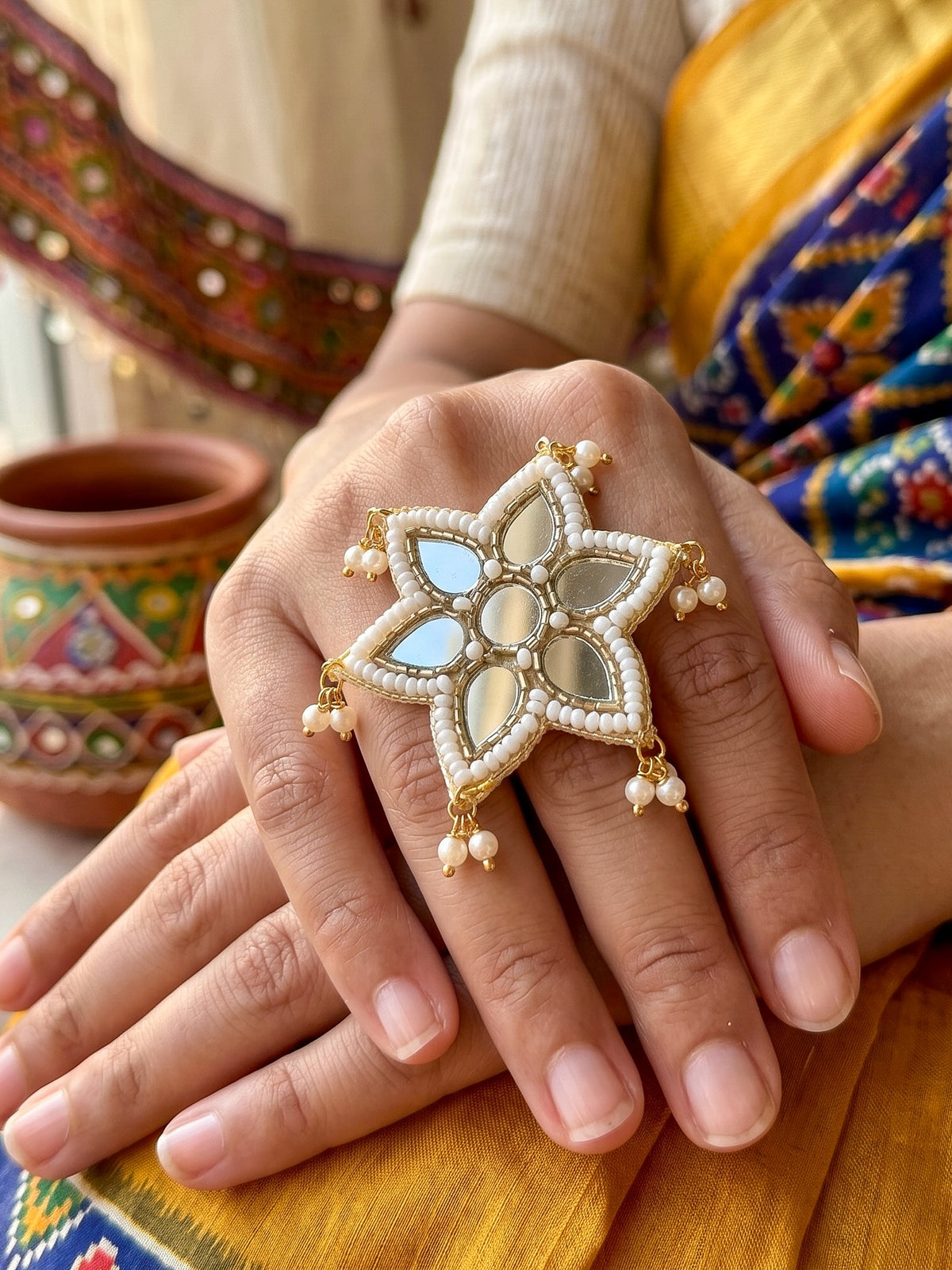 Noor Mirror Handmade Beaded Ring