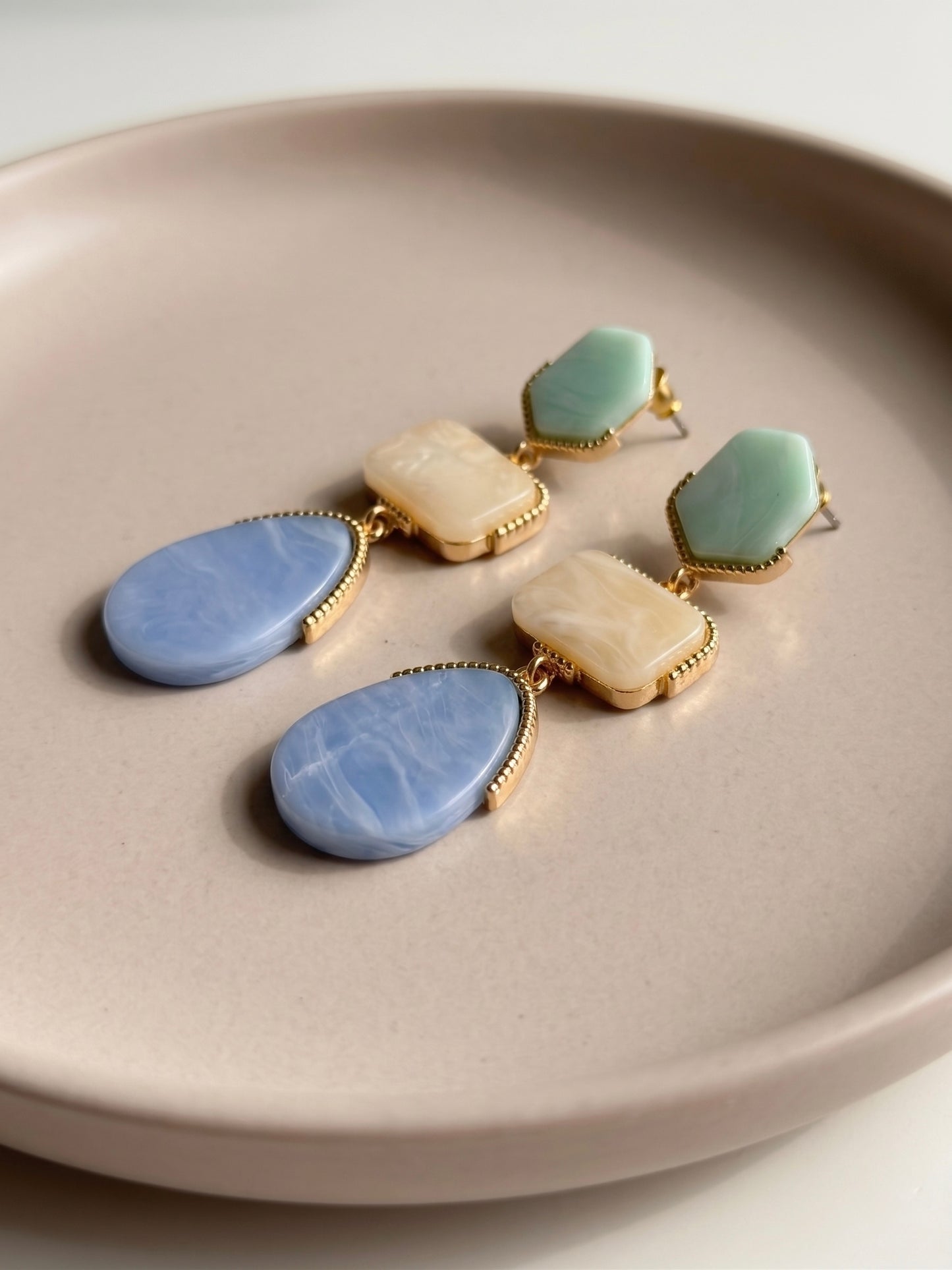 Oceane Blue Resin Drops Statement Earrings