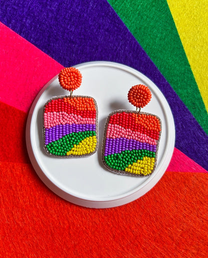 Rainbow Square Earrings