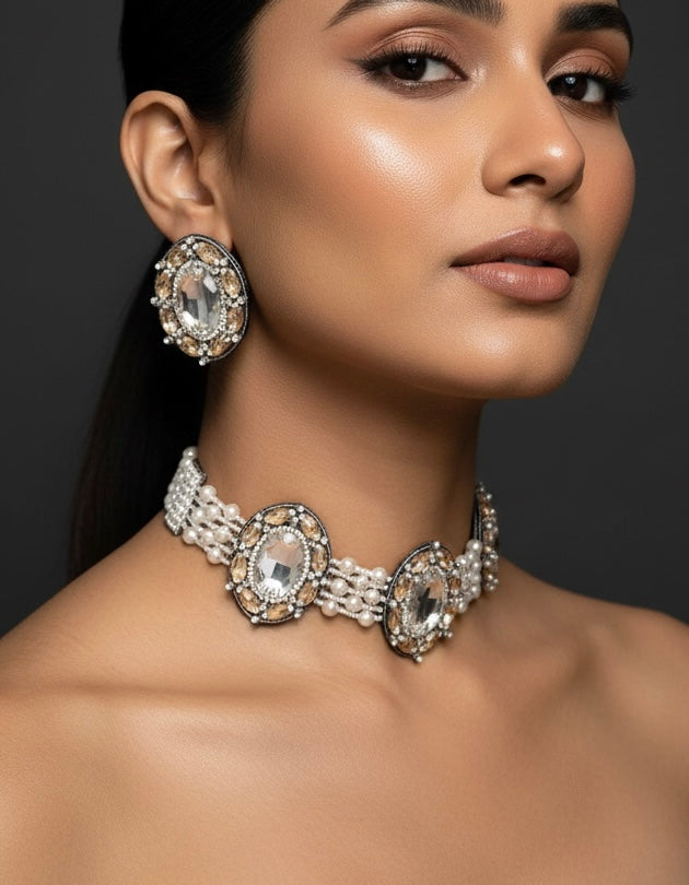 Taara Handmade Beaded Necklace + Earrings Set