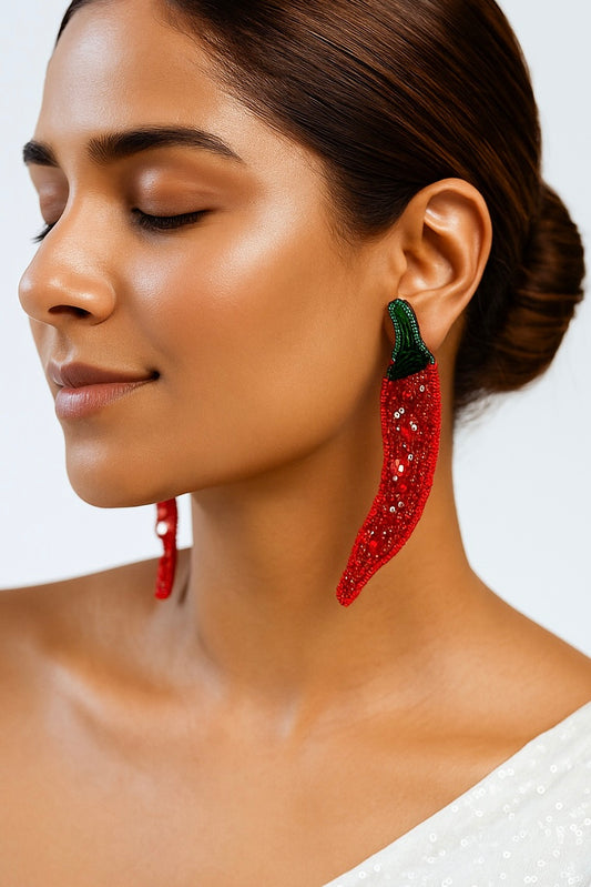 Chilli (Mirchi) Handmade Beaded Earrings