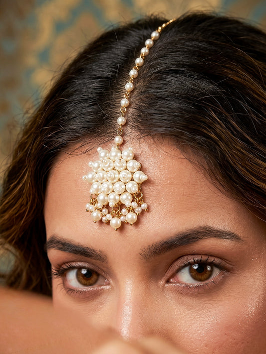 Gul Pearl Handmade Beaded Maangtika