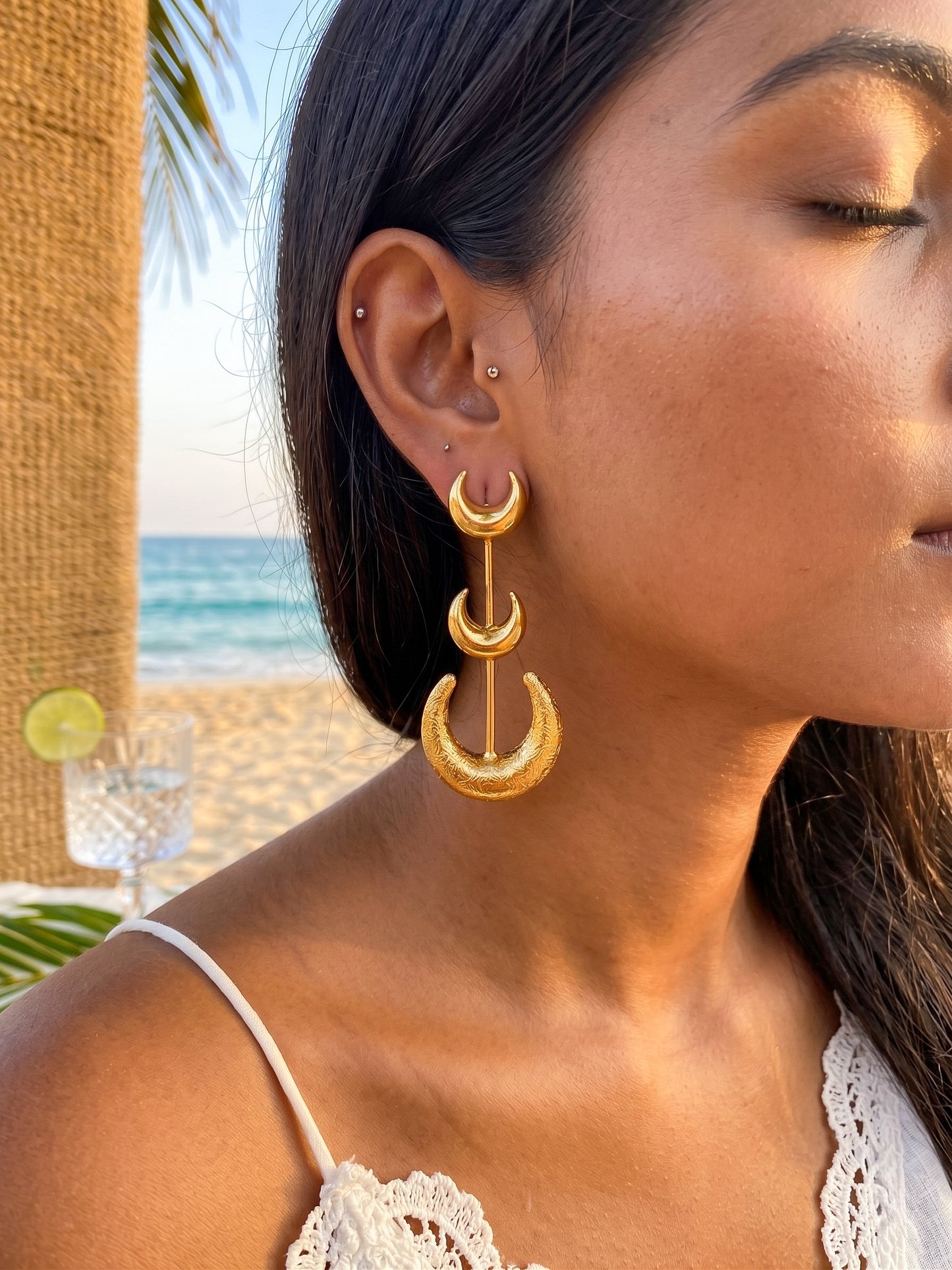 Crescent Moon Handmade Brass Earrings