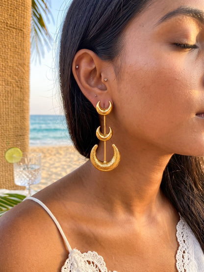 Crescent Moon Handmade Brass Earrings