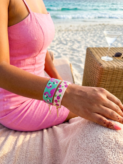 Pink Paradise Stack Handmade Beaded Bracelet