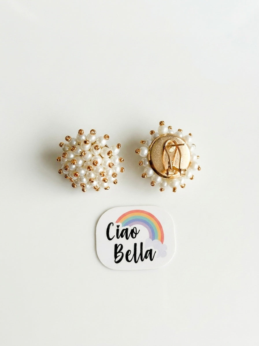 Sitara Pearl Stud Handmade Beaded Earrings