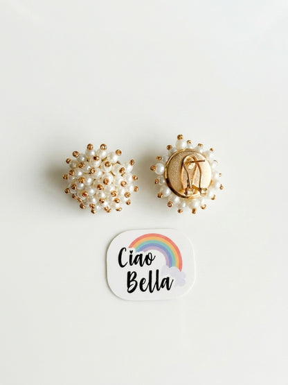Sitara Pearl Stud Handmade Beaded Earrings