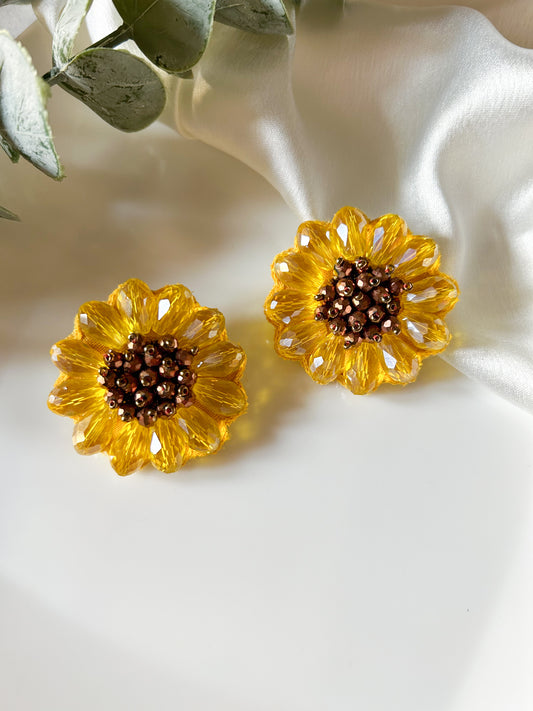 Sparkling Sunflower Stud Earrings