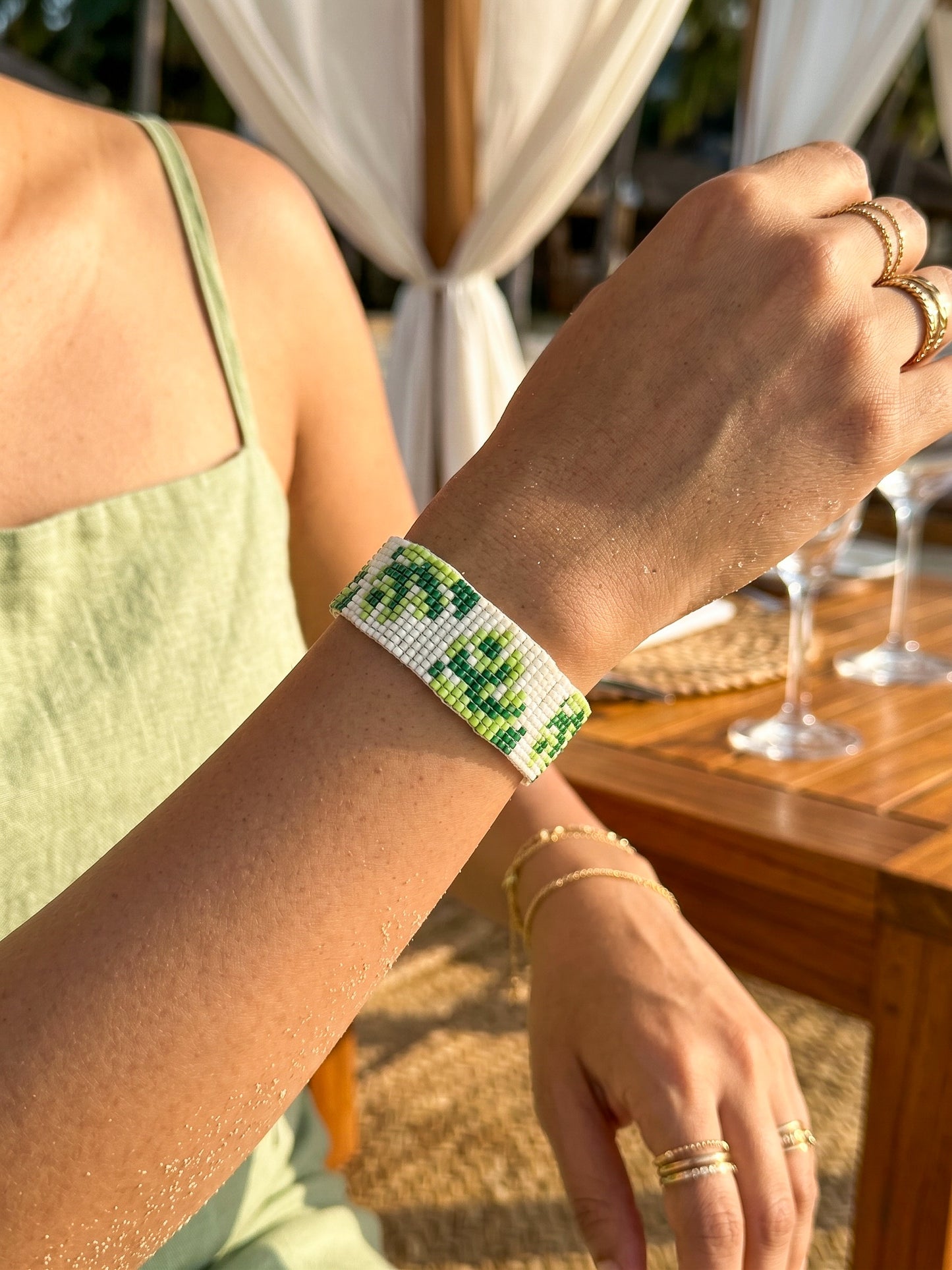 Palm Breeze Handmade Beaded Bracelet