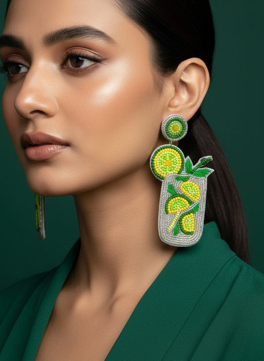 Mojito Magic Handmade Beaded Cocktail Earrings