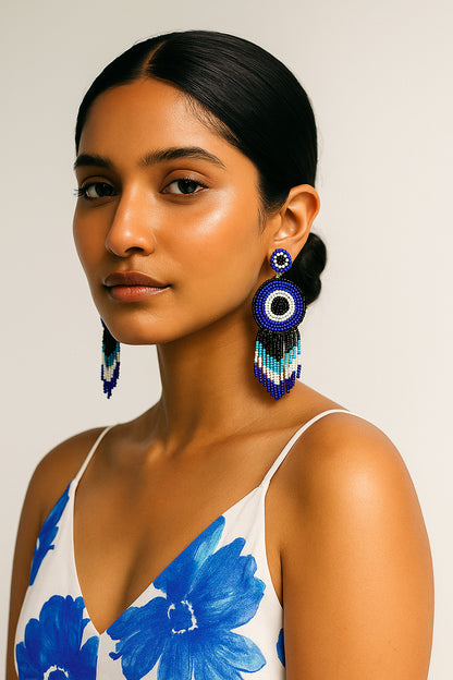 Boho Evil Eye Handmade Beaded Earrings