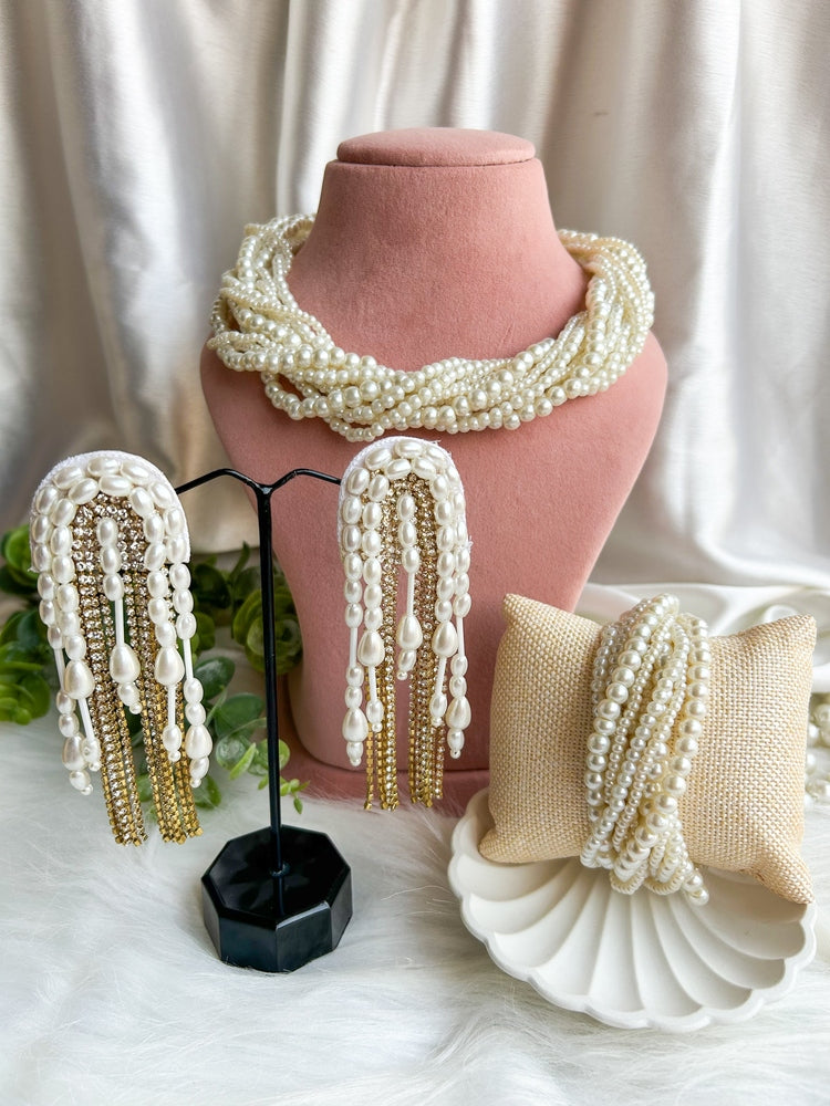 Maya Pearl Handmade Necklace + Earrings + Bracelet Set