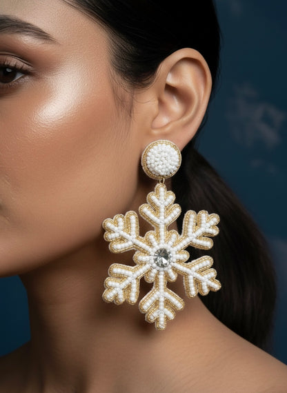 Stella Snowflake Handmade Beaded Earrings