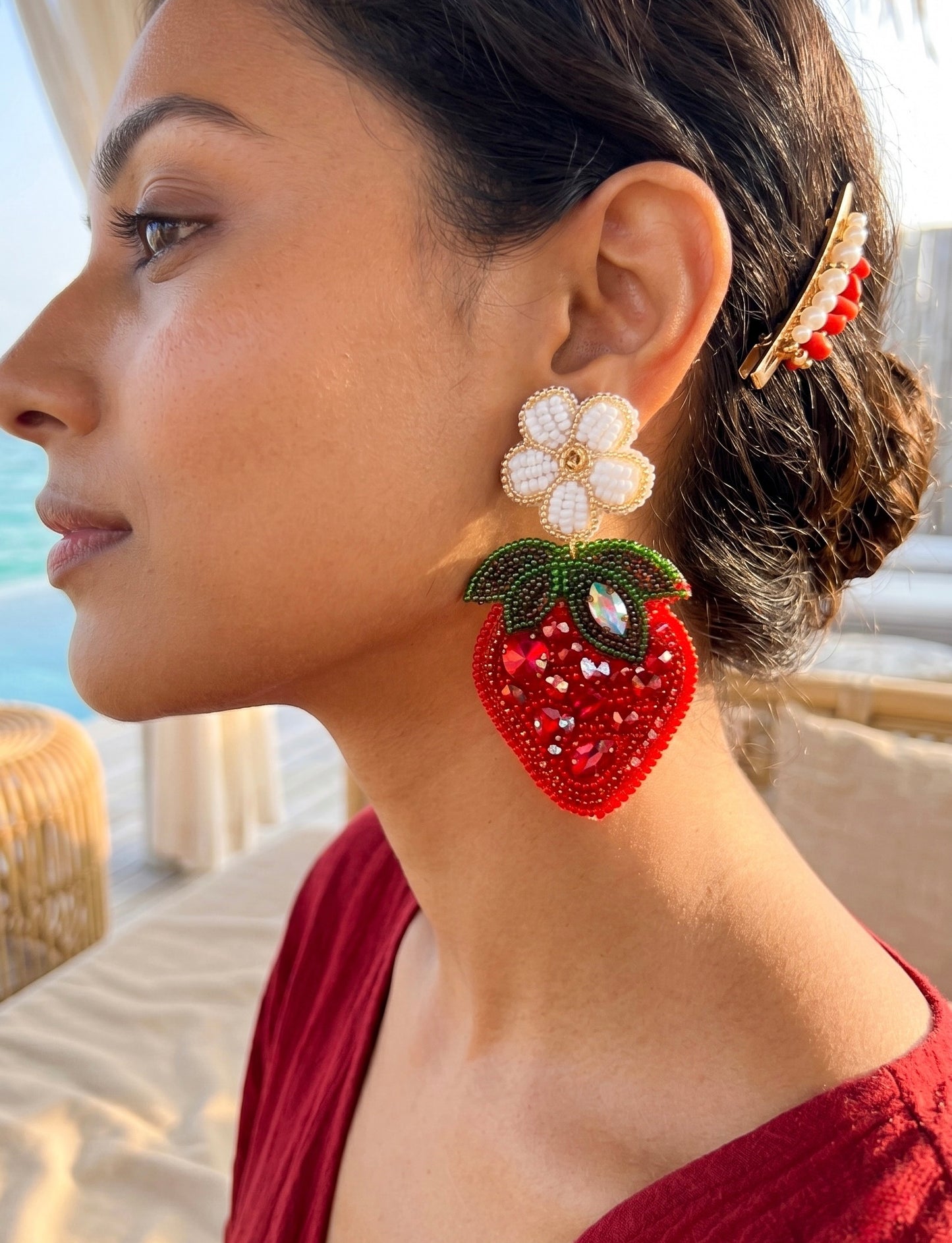 Strawberry Love Handmade Beaded Earrings
