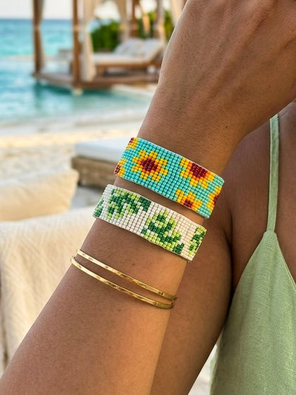 Golden Palm Stack Handmade Beaded Bracelet