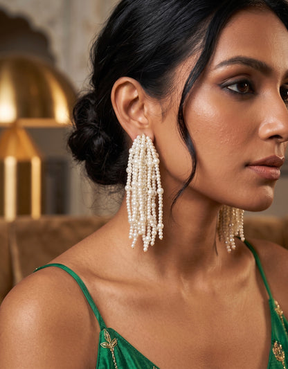 Maya Pearl Fall Handmade Beaded Earrings