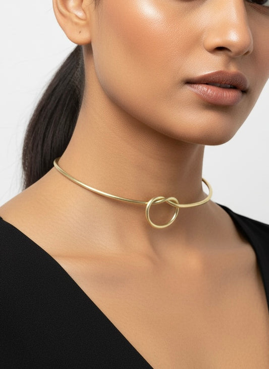 Knotted Brass Hasli Necklace