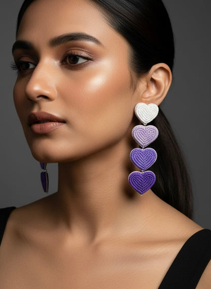 Lilac Purple Love Drops Handmade Beaded Earrings