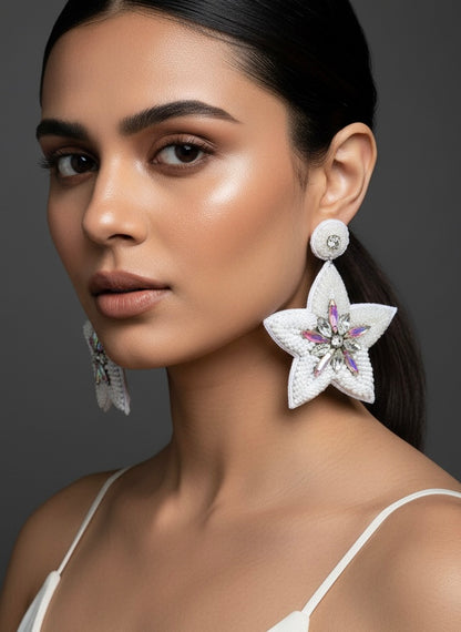 Starlight Shimmer Handmade Beaded Star Earrings