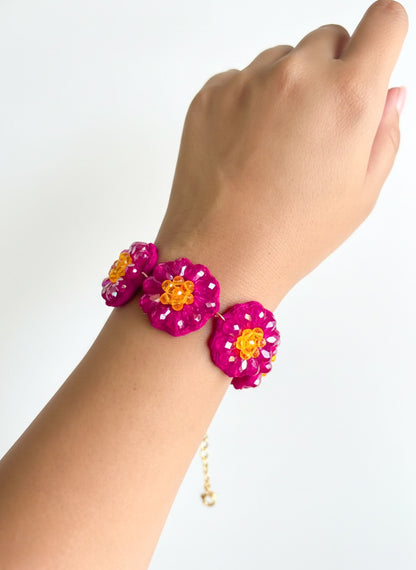 Daisy Dream Pink Handmade Beaded Bracelet