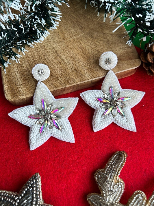 Starlight Shimmer Handmade Beaded Star Earrings