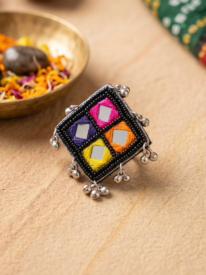 Navrang Mirror Handmade Beaded Ring