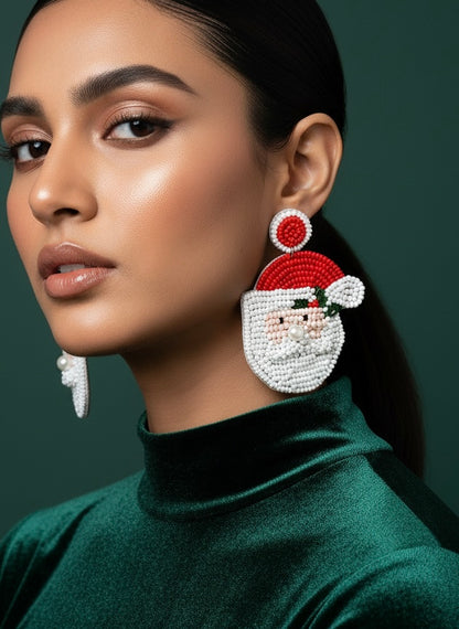 Santa Claus Handmade Beaded Christmas Earrings