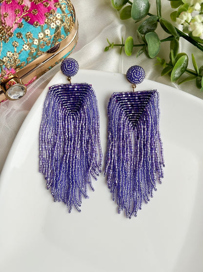 Luxe Lavender Handmade Beaded Tassel Earrings