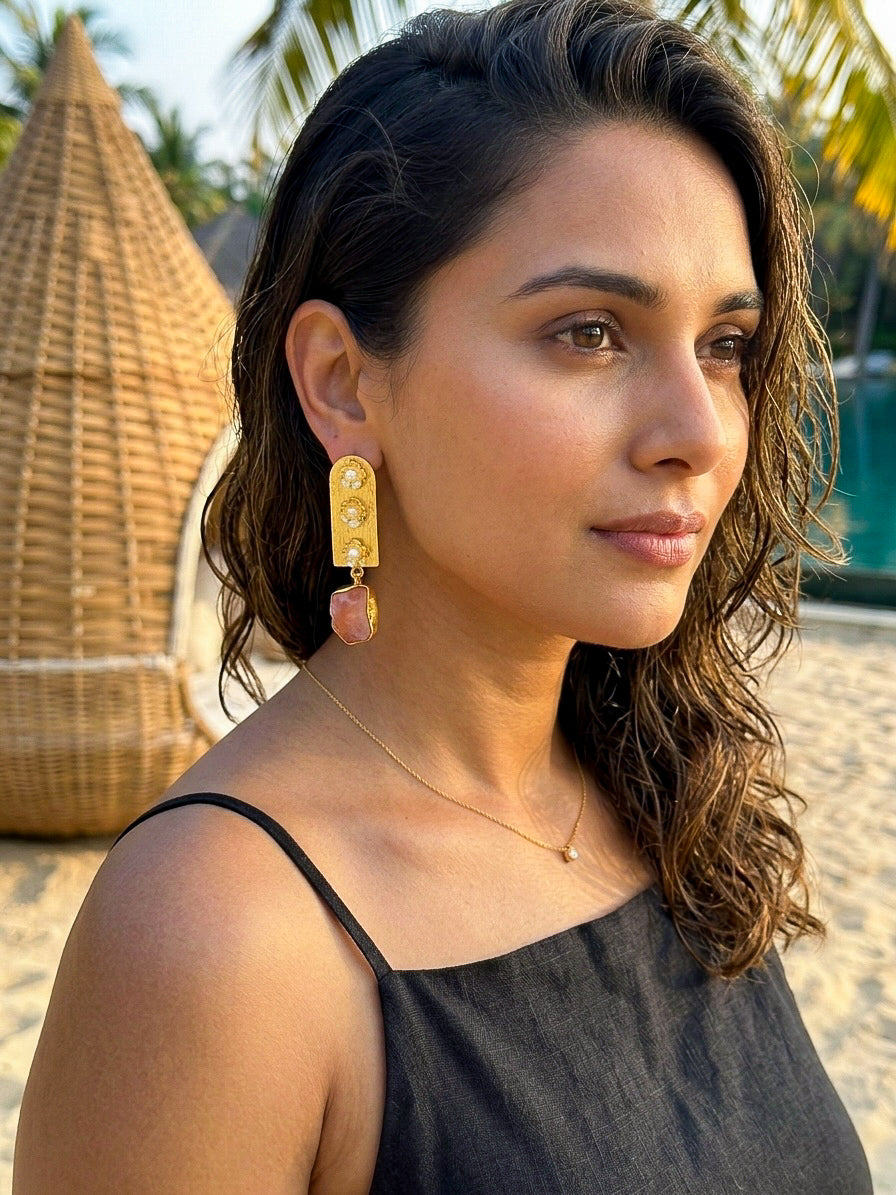 Flora Royale – Coral Handmade Brass Earrings