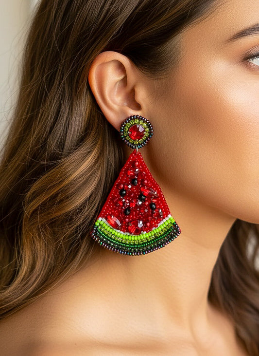 Watermelon Crush Handmade Beaded Earrings