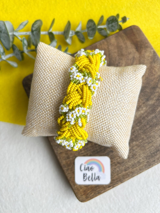 Luxe Flora Yellow Handmade Beaded Bracelet