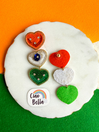 Heart of India Handmade Tricolour Beaded Earrings