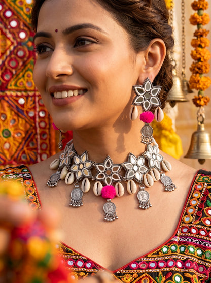 Naaz Mirror Handmade Beaded Necklace & Earrings Set