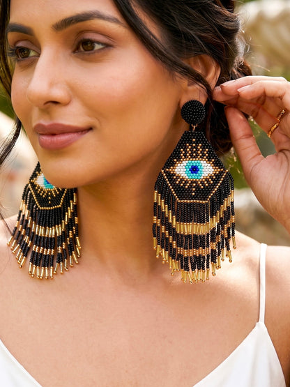 Nazarbattu Evil Eye Handmade Beaded Tassel Earrings