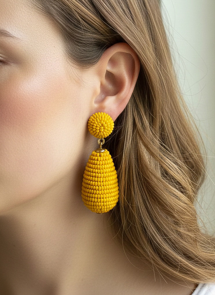 Marigold Drop Handmade Beaded Earrings