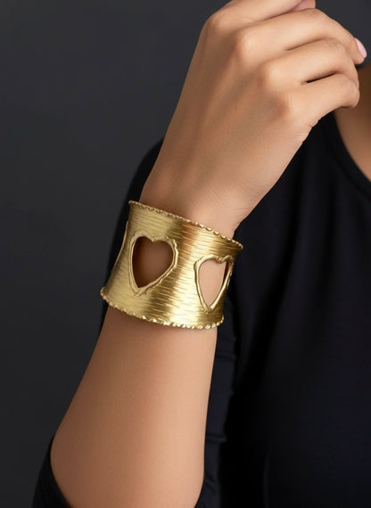 Trinity Heart Brass Cuff Bracelet