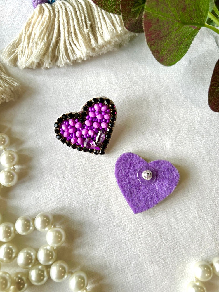 Violet Heartbeat Stud Earrings