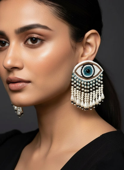 Mystic Evil Eye Tassel Handmade Beaded Earrings