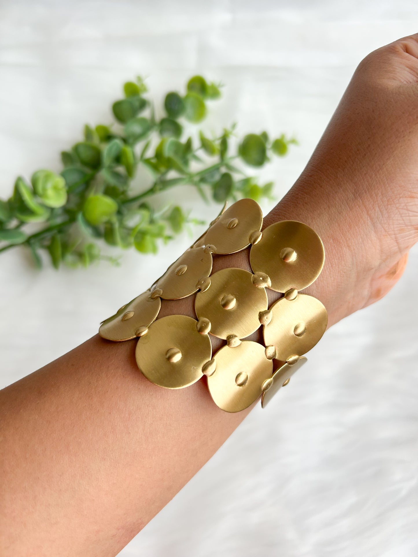 Luna Coin Brass Cuff Bracelet