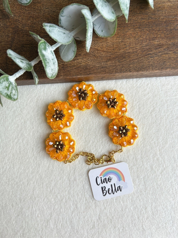 Sunflower Sparkle Handmade Beaded Bracelet