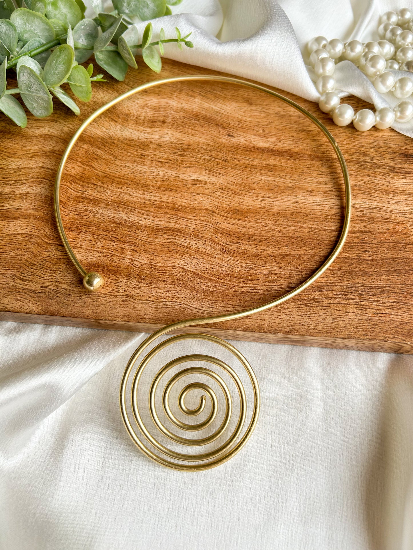 Tribal Spiral Brass Hasli Necklace