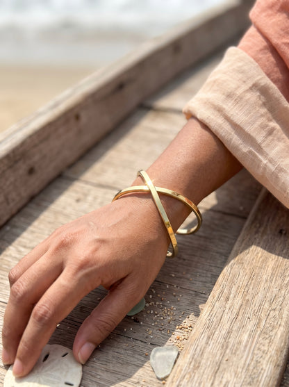 Boho Charm Handmade Brass Cuff Bracelet