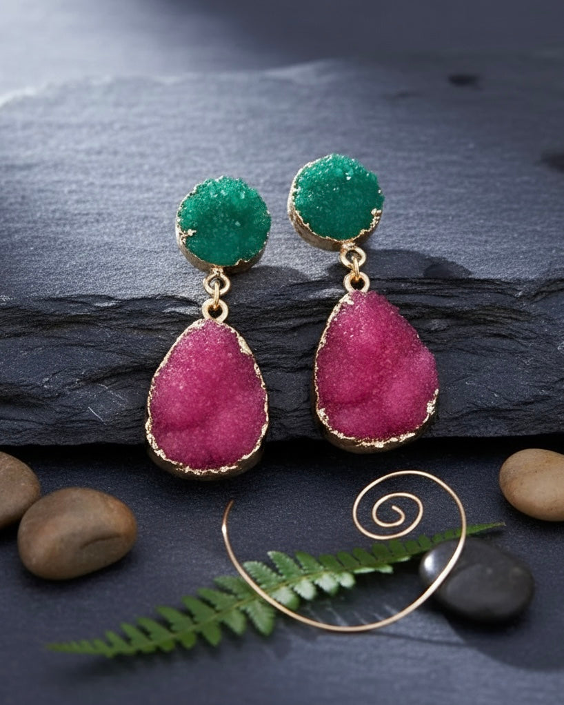 Geometric Alloy Resin Earrings