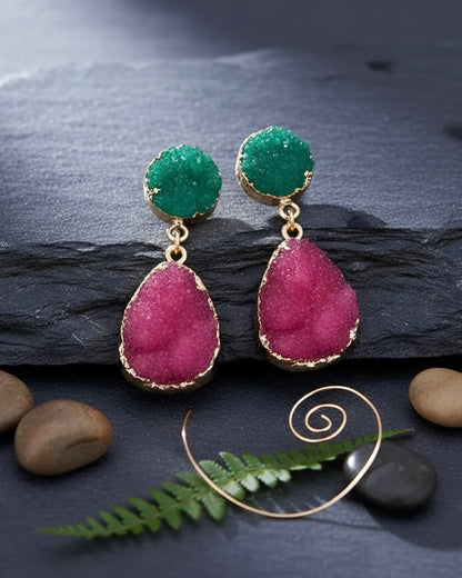 Geometric Alloy Resin Earrings