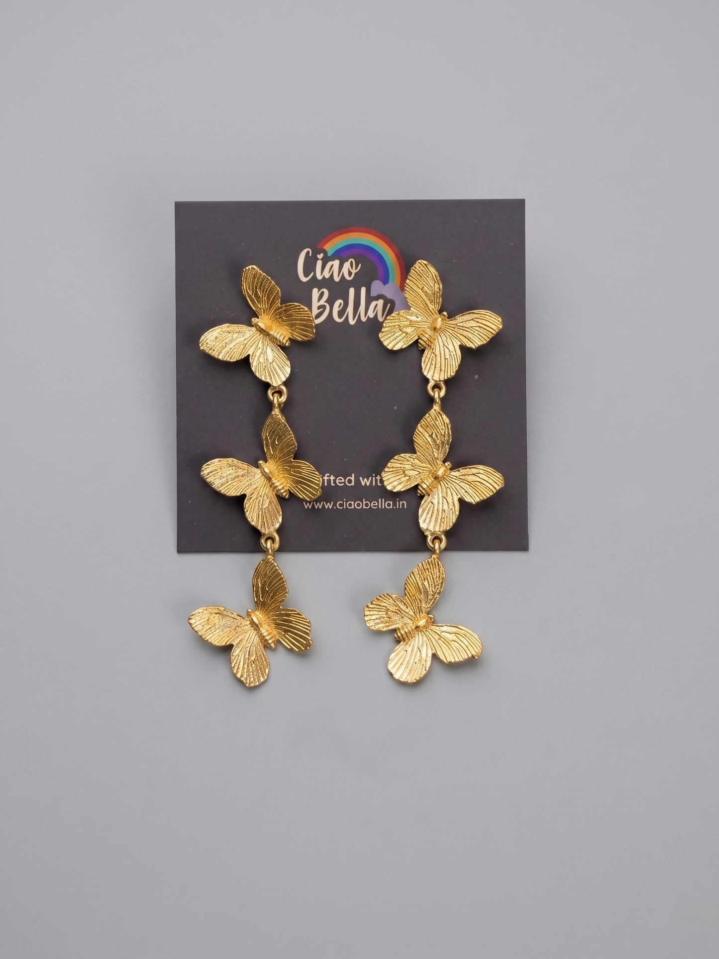 Wild Flutter Butterfly Handmade Brass Earrings
