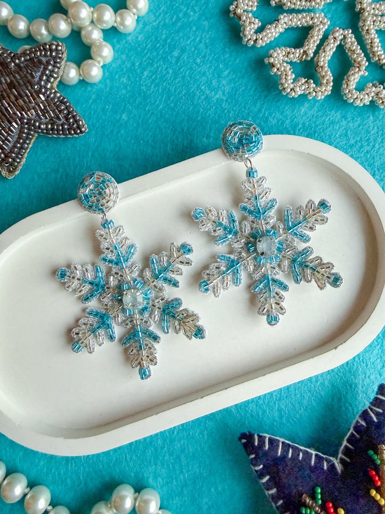 Fiora Snowflake Handmade Beaded Earrings