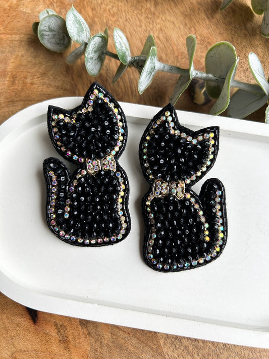 Luna Cat Handmade Beaded Earrings