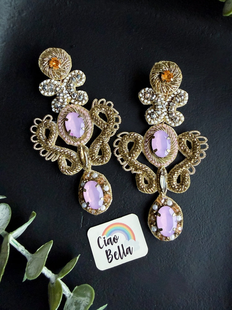 Aashna Blush Pink Handmade Beaded Statement Earrings