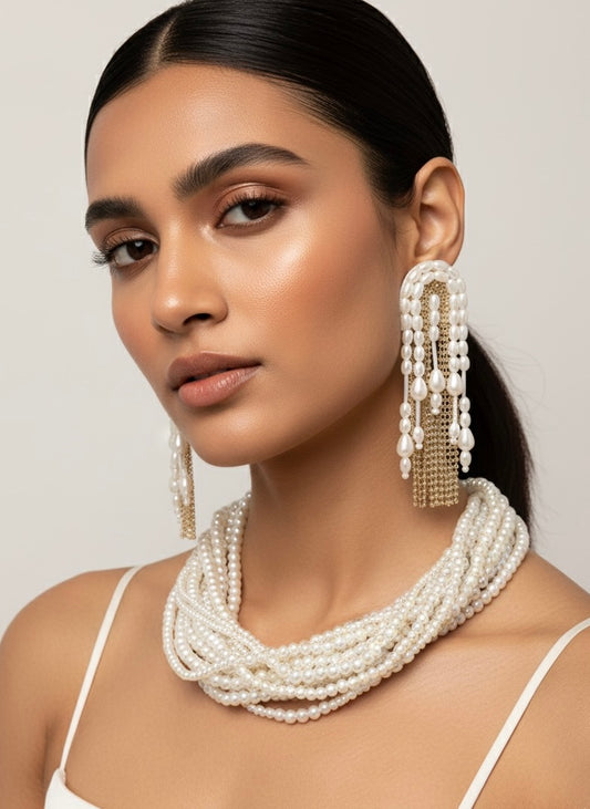 Maya Pearl Handmade Necklace + Earrings Set